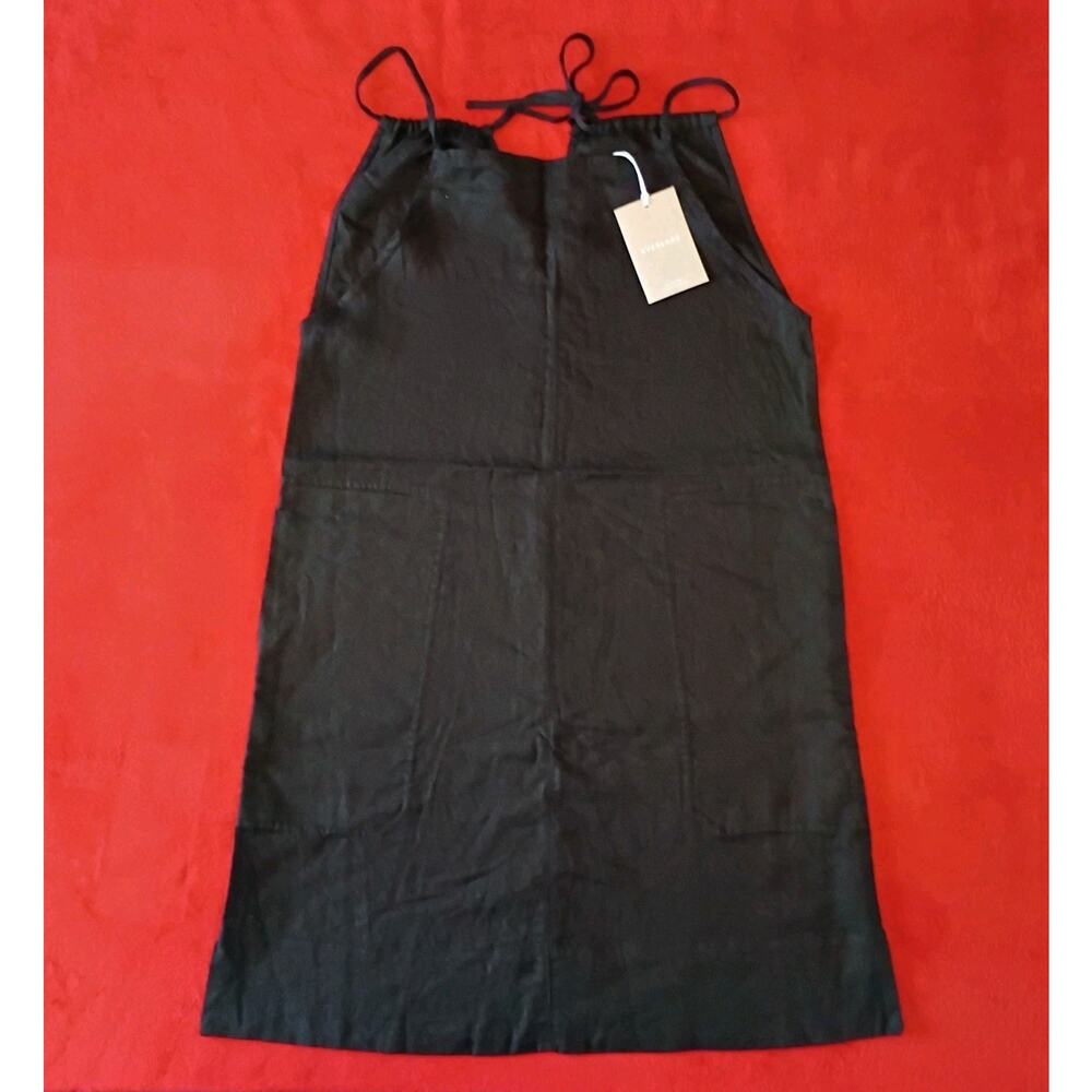 NWT Everlane The Linen Apron Dress Women's Size M Black 100% Linen